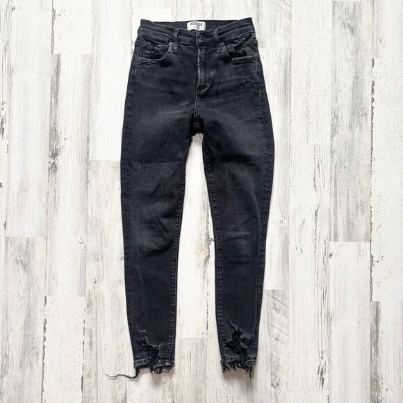 AGOLDE Skinny Jeans Womens Sz 25 Black Distressed - Picture 1 of 4